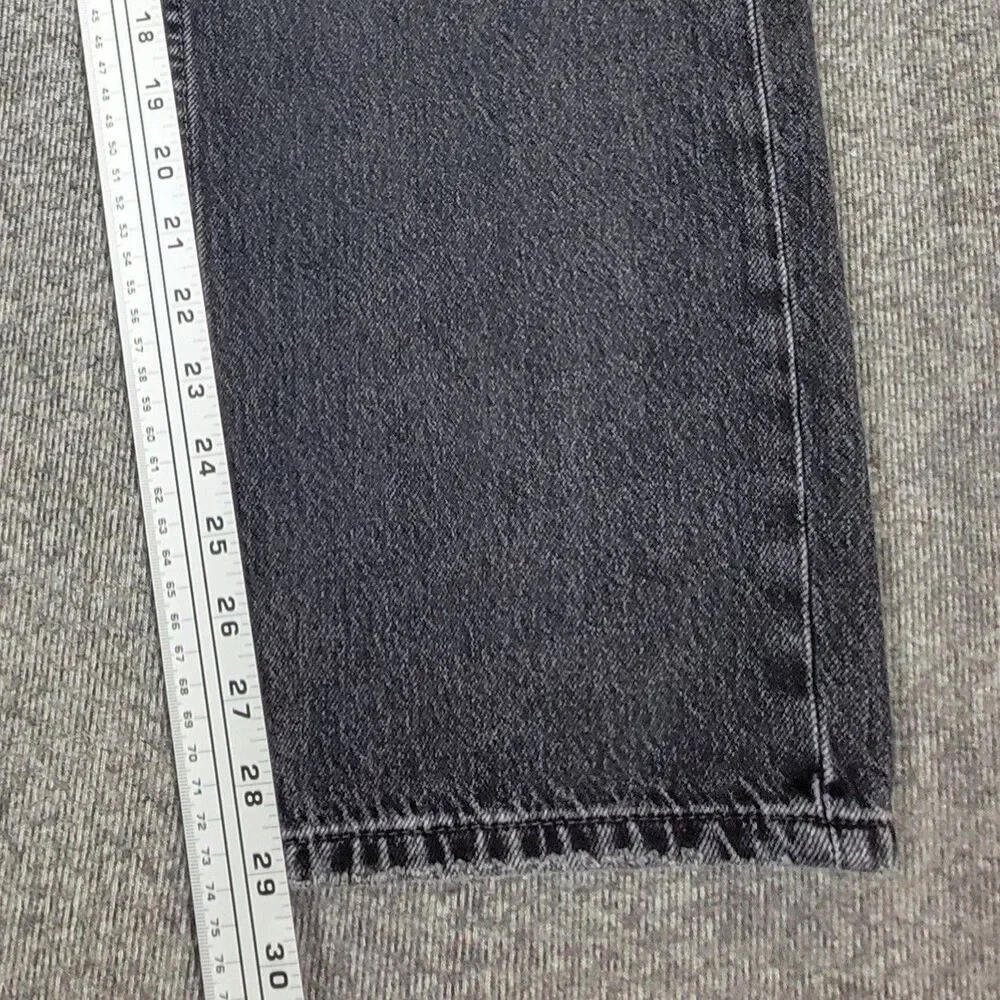 Zara Jeans Mens 36 Black Relaxed Straight Leg Faded Button Fly Denim